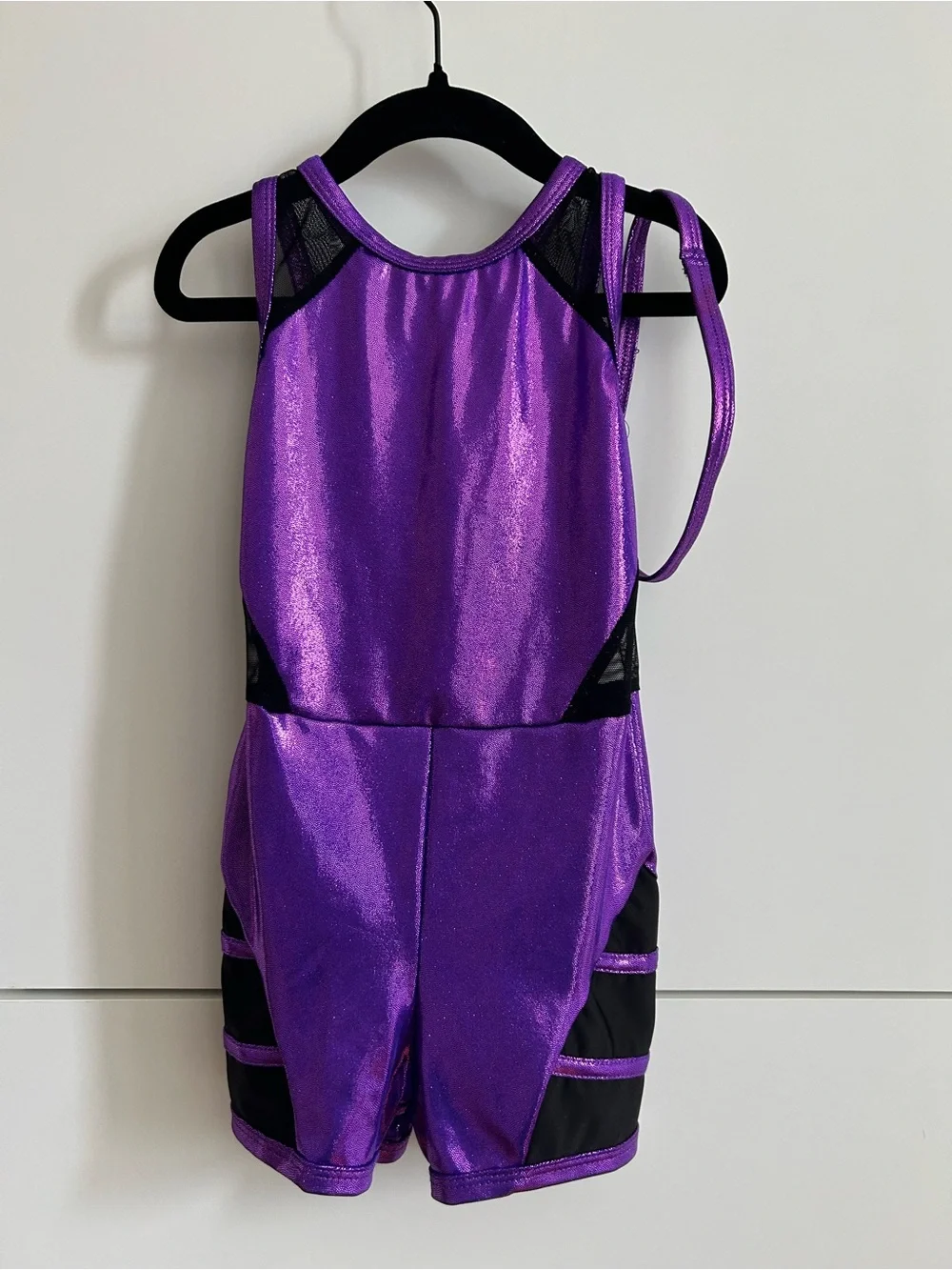 Metallic “ My Vibe” Purple Gymnastics Leotard with Matching Headband - Size SC
